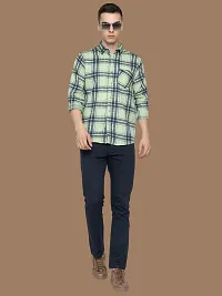 Reliable Green Cotton Checked Long Sleeves Casual Shirts For Men-thumb4