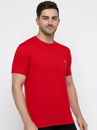 Stylish Red Cotton Solid Round Neck T-Shirt For Men-thumb3