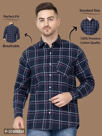 Reliable Pink Cotton Checked Long Sleeves Casual Shirts For Men-thumb0