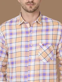 Reliable Beige Cotton Checked Long Sleeves Casual Shirts For Men-thumb3