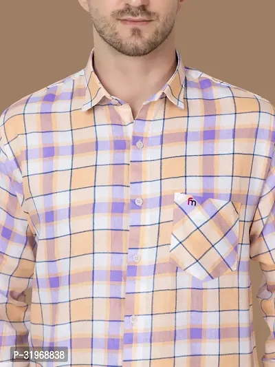 Reliable Beige Cotton Checked Long Sleeves Casual Shirts For Men-thumb4