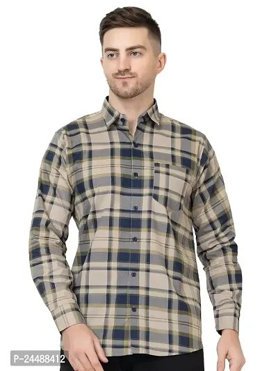 FREKMAN Men's Cotton Check Shirt, Regular Fit Casual Shirt with Pocket, Full Sleeve Shirt for Formal  Casual Wear