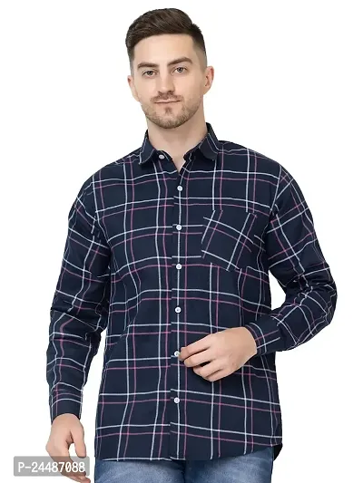 FREKMAN Men's Cotton Casual Regular Fit Checks Shirt for Men Full Sleeves