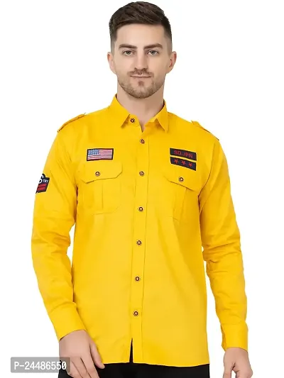 FREKMAN Men's Full Sleeve Multi-Pocket Solid Cotton Cargo Shirt-thumb0