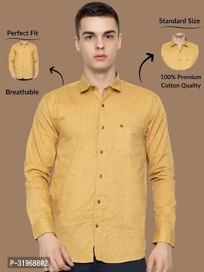 Reliable Beige Cotton Printed Long Sleeves Casual Shirts For Men-thumb0