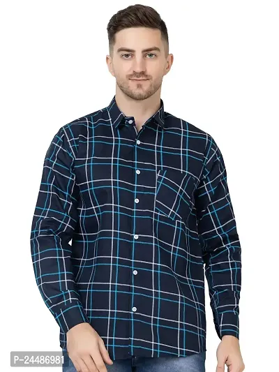 FREKMAN Men's Cotton Casual Regular Fit Checks Shirt for Men Full Sleeves-thumb0