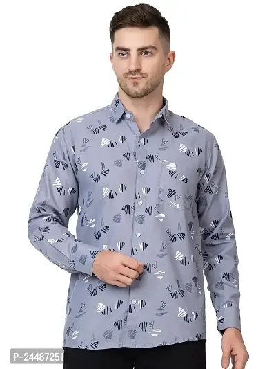 FREKMAN Men's Pure Cotton Floral Print Casual Full Sleeve Shirt