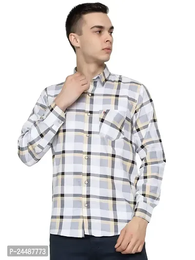 FREKMAN Men's Cotton Box Check Regular Fit Casual Shirt with Pocket, Full Sleeve Shirt for Formal  Casual Wear