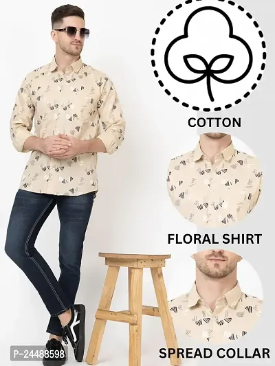 FREKMAN Men's Pure Cotton Floral Print Casual Full Sleeve Shirt-thumb2