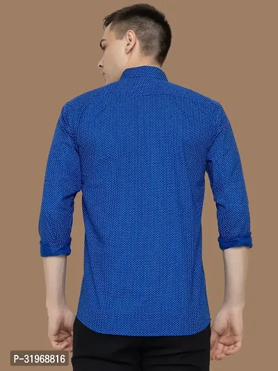 Reliable Blue Cotton Printed Long Sleeves Casual Shirts For Men-thumb2