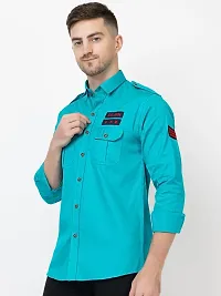 FREKMAN Men's Full Sleeve Multi-Pocket Solid Cotton Cargo Shirt-thumb2