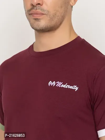 Comfortable Maroon Cotton Tees For Men-thumb3