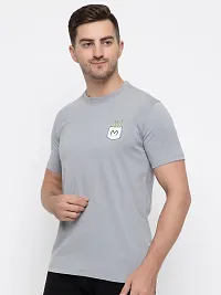 Stylish Grey Cotton Solid Round Neck T-Shirt For Men-thumb4