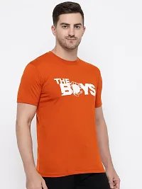 Reliable Orange Cotton Printed Round Neck Tees For Men-thumb3