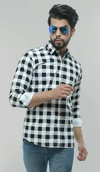 Reliable Black Cotton Checked Casual Shirt For Men-thumb1