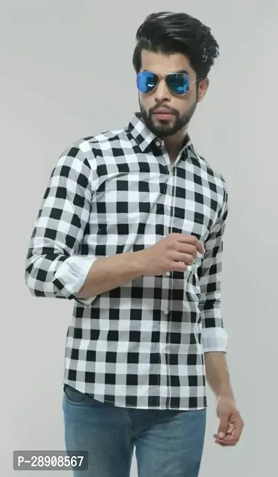 Reliable Black Cotton Checked Casual Shirt For Men-thumb2