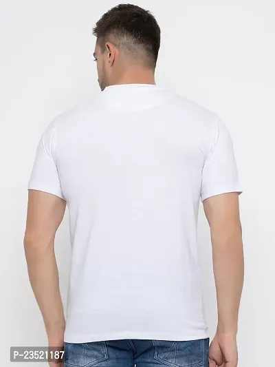 Reliable White Cotton Printed Round Neck Tees For Men-thumb2