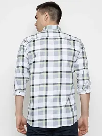 Stylish Green Cotton Checked Casual Shirt For Men-thumb1