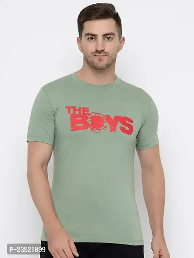 Reliable Green Cotton Printed Round Neck Tees For Men