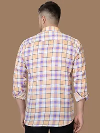 Reliable Beige Cotton Checked Long Sleeves Casual Shirts For Men-thumb1