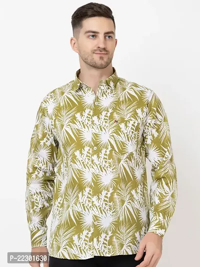 Stylish Yellow Cotton Printed Casual Shirt For Men