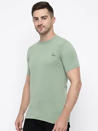 Stylish Green Cotton Solid Round Neck T-Shirt For Men-thumb4