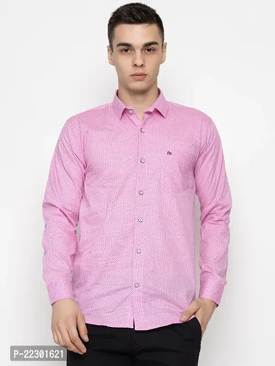 Stylish Pink Cotton Printed Casual Shirt For Men