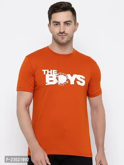 Reliable Orange Cotton Printed Round Neck Tees For Men