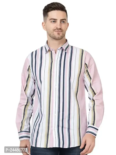 FREKMAN Fashion Shirt for Men || Cotton Striped Shirt for Boys || Twisted Full Sleeve || Ideal for Casual Shirt-thumb0