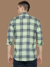 Reliable Green Cotton Checked Long Sleeves Casual Shirts For Men-thumb1