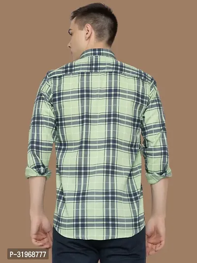 Reliable Green Cotton Checked Long Sleeves Casual Shirts For Men-thumb2