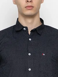 Stylish Black Cotton Printed Casual Shirt For Men-thumb2