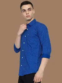 Reliable Blue Cotton Printed Long Sleeves Casual Shirts For Men-thumb2