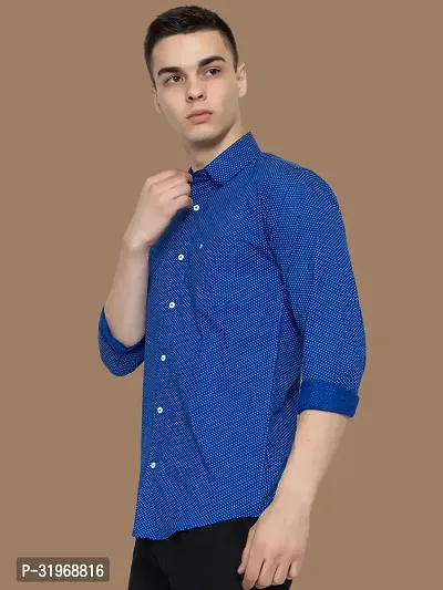 Reliable Blue Cotton Printed Long Sleeves Casual Shirts For Men-thumb3