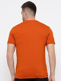 Trendy Orange Cotton Printed Round Neck Tees For Men-thumb3