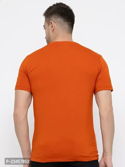 Trendy Orange Cotton Printed Round Neck Tees For Men-thumb4