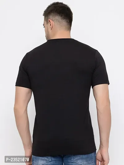 Reliable Black Cotton Printed Round Neck Tees For Men-thumb2