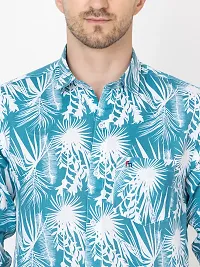 Stylish Blue Cotton Printed Casual Shirt For Men-thumb4