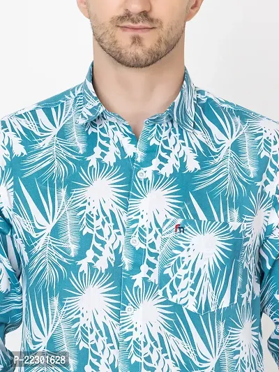 Stylish Blue Cotton Printed Casual Shirt For Men-thumb5