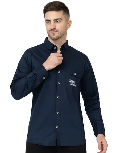 FREKMAN Men's Designer Double Pocket with Print (Palm Angel) Full Sleeves, Regular fit Shirt