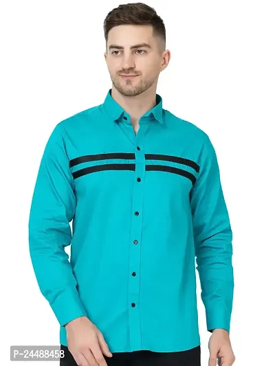 FREKMAN Men's Cotton Casual Regular Fit Front Stylish Striped Shirt for Men Full Sleeves Shirt