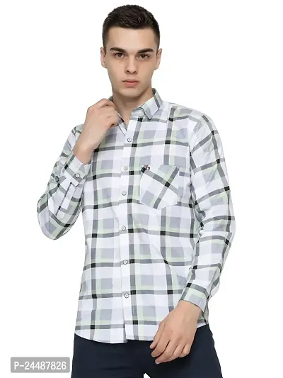 FREKMAN Men's Cotton Box Check Regular Fit Casual Shirt with Pocket, Full Sleeve Shirt for Formal  Casual Wear