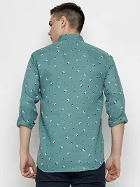 Stylish Green Cotton Printed Casual Shirt For Men-thumb3