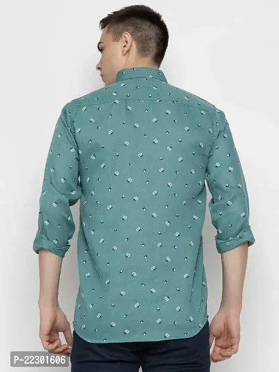 Stylish Green Cotton Printed Casual Shirt For Men-thumb4