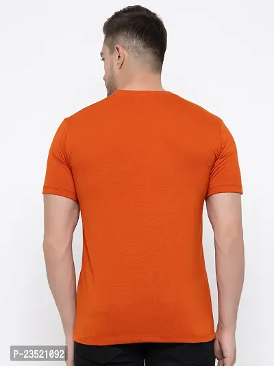 Reliable Orange Cotton Printed Round Neck Tees For Men-thumb2