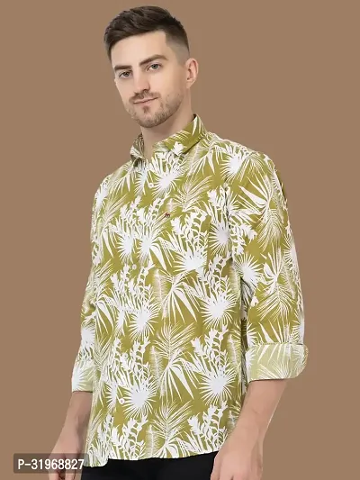 Reliable Mustard Cotton Printed Long Sleeves Casual Shirts For Men-thumb3