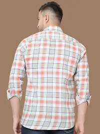 Reliable Peach Cotton Checked Long Sleeves Casual Shirts For Men-thumb1