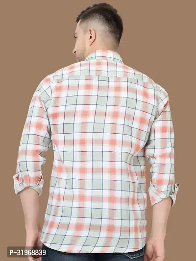 Reliable Peach Cotton Checked Long Sleeves Casual Shirts For Men-thumb2