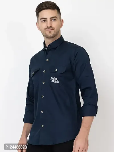FREKMAN Men's Designer Double Pocket with Print (Palm Angel) Full Sleeves, Regular fit Shirt-thumb2