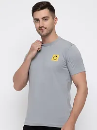 Stylish Grey Cotton Solid Round Neck T-Shirt For Men-thumb4